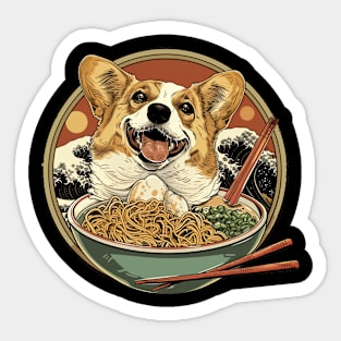 Corgi with Asian Ramen Noodles Sticker